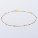14K Gold Satellite Bracelet – 1mm Dainty Beaded Chain - Sash Jewelry