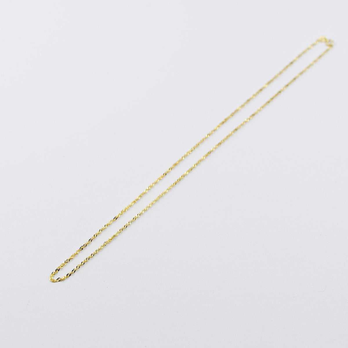 14K Gold Singapore Chain Necklace – 1.3mm Sparkly Twisted Chain - Sash Jewelry