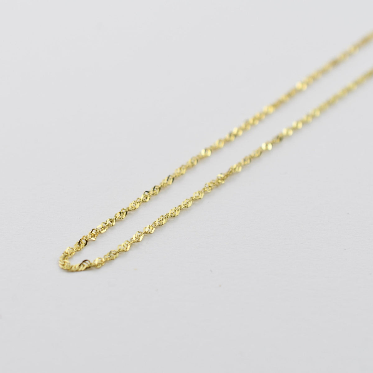14K Gold Singapore Chain Necklace – 1.3mm Sparkly Twisted Chain - Sash Jewelry