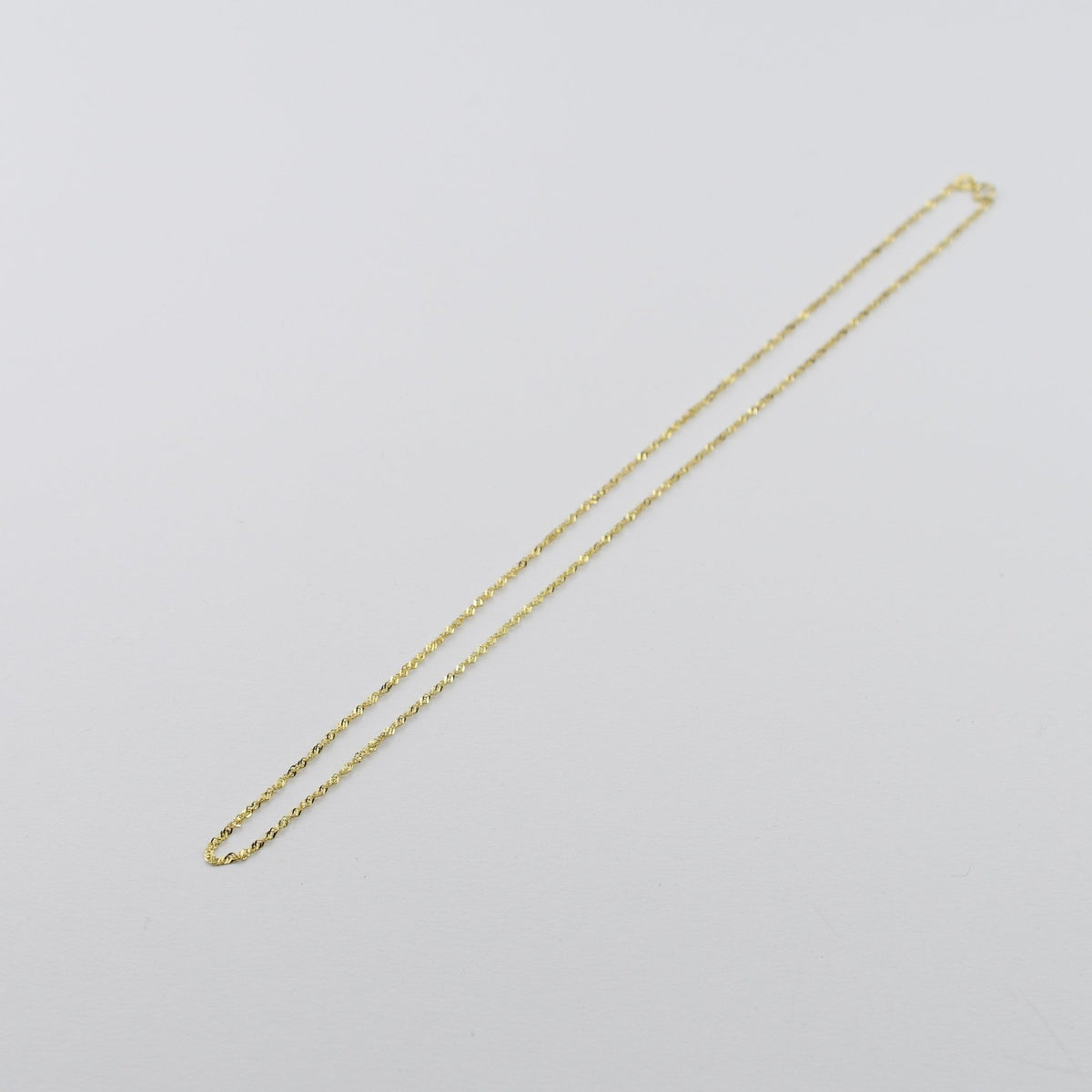 14K Gold Singapore Chain Necklace – 1.3mm Sparkly Twisted Chain - Sash Jewelry