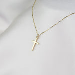 14K Gold Small Cross Necklace | Simple Box Chain Minimalist Jewelry - Sash Jewelry