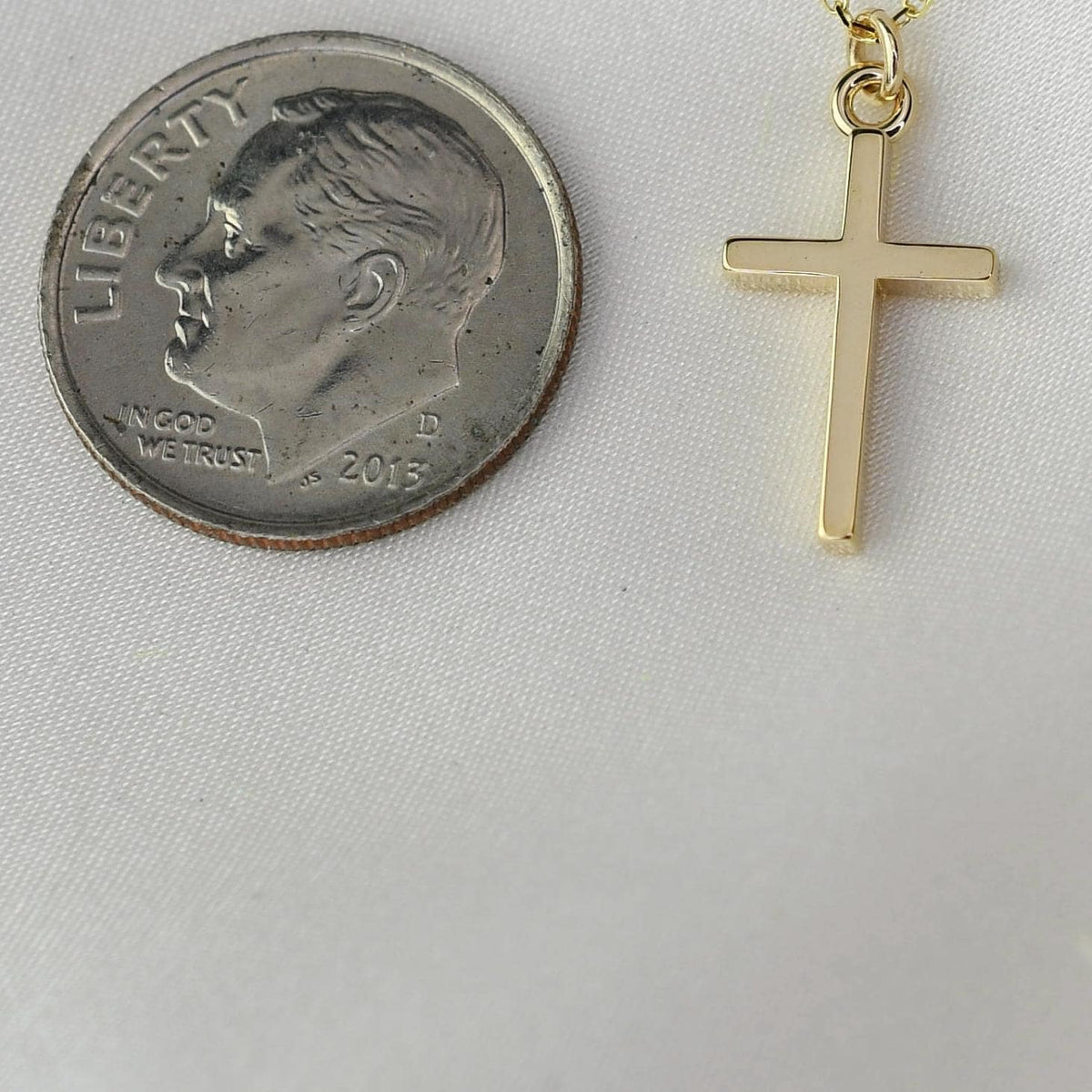 14K Gold Small Cross Necklace | Simple Box Chain Minimalist Jewelry - Sash Jewelry