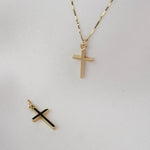 14K Gold Small Cross Necklace | Simple Box Chain Minimalist Jewelry - Sash Jewelry