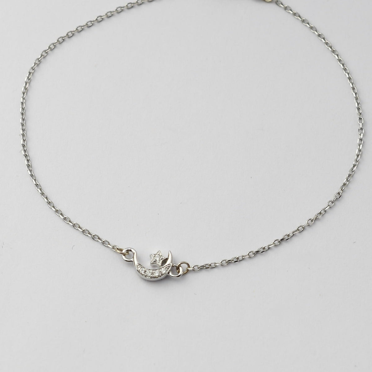 14K Gold Star and Moon Bracelet – Diamond Celestial Bracelet - Sash Jewelry