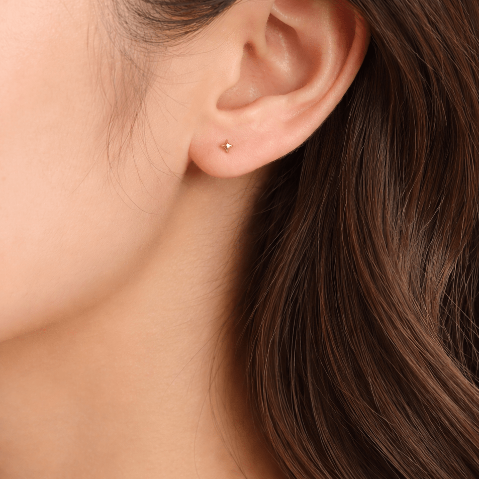 14K Gold Star Threader Earrings – Solid Gold Chain Drop Earrings - Sash Jewelry