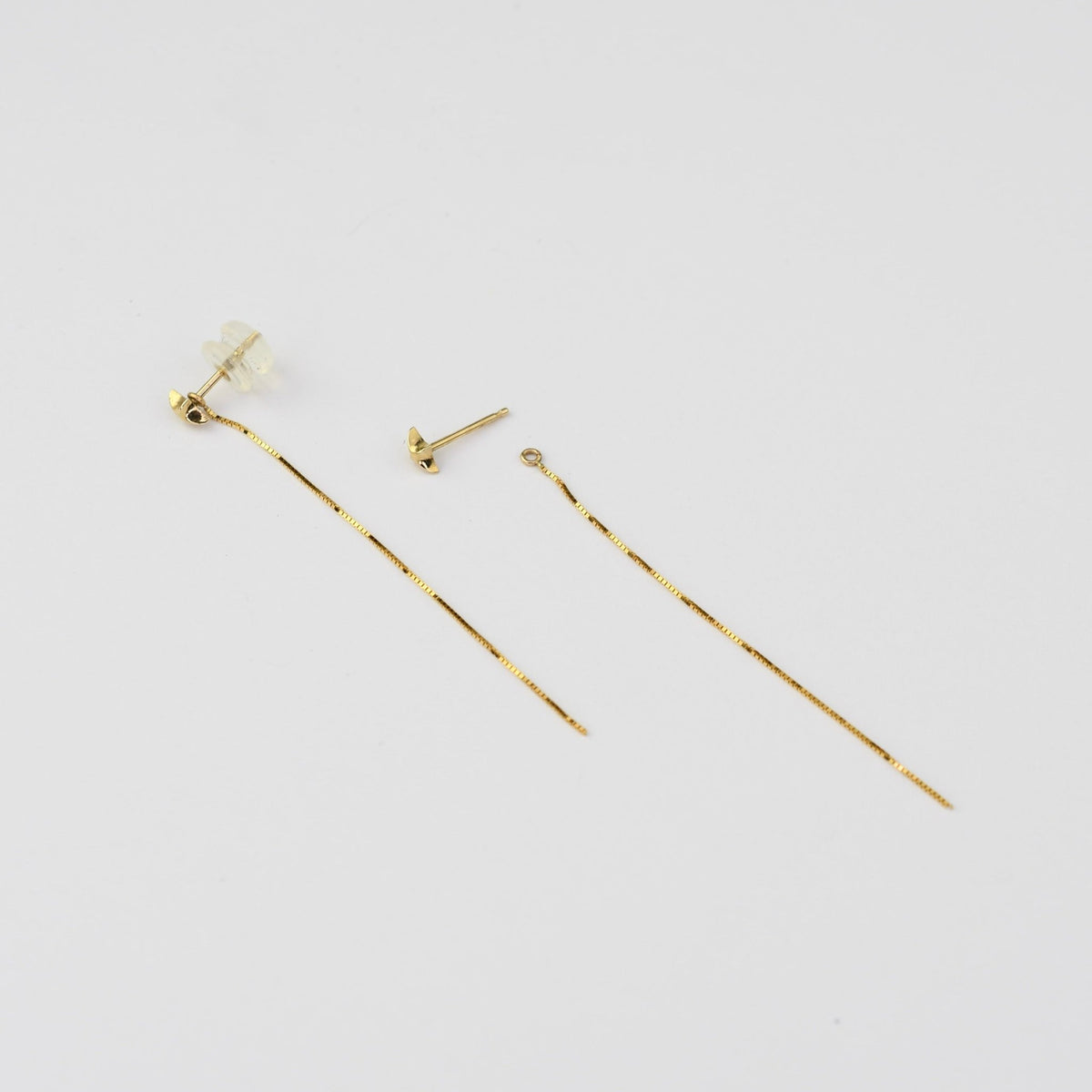 14K Gold Star Threader Earrings – Solid Gold Chain Drop Earrings - Sash Jewelry
