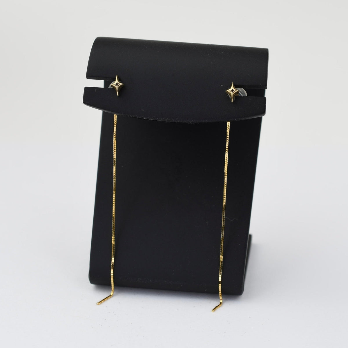 14K Gold Star Threader Earrings – Solid Gold Chain Drop Earrings - Sash Jewelry