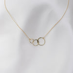 14K Gold Three Circle Necklace – Dainty Interlocking Circle Necklace - Sash Jewelry