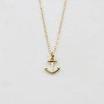 14K Gold Tiny Anchor Necklace - Sash Jewelry