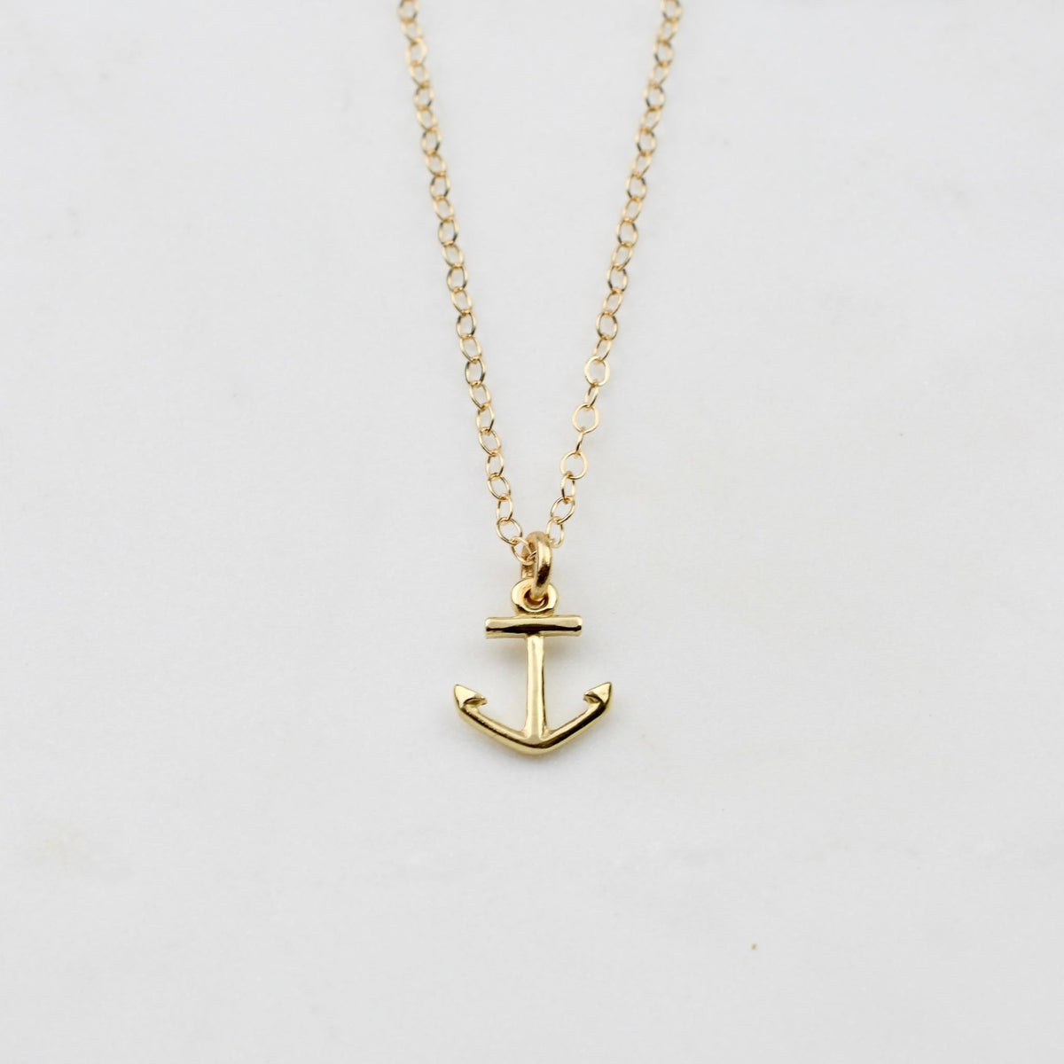 14K Gold Tiny Anchor Necklace - Sash Jewelry