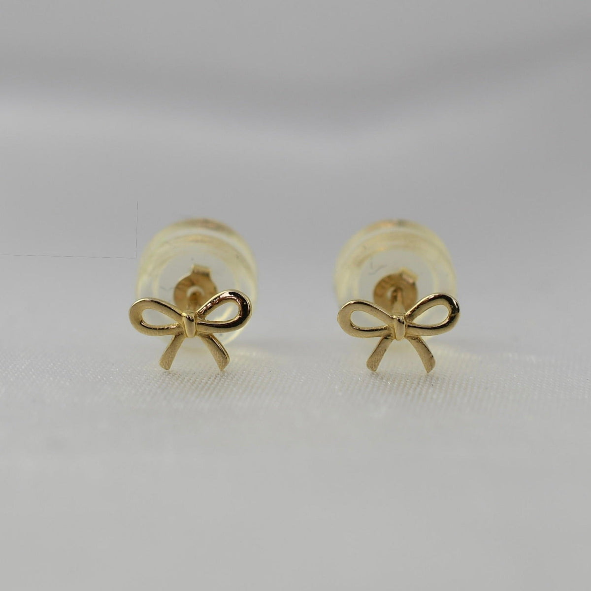 14K Gold Tiny Bow Earrings - Sash Jewelry