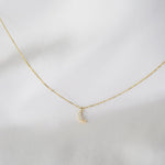 14K Gold Tiny Diamond Moon Necklace - Sash Jewelry