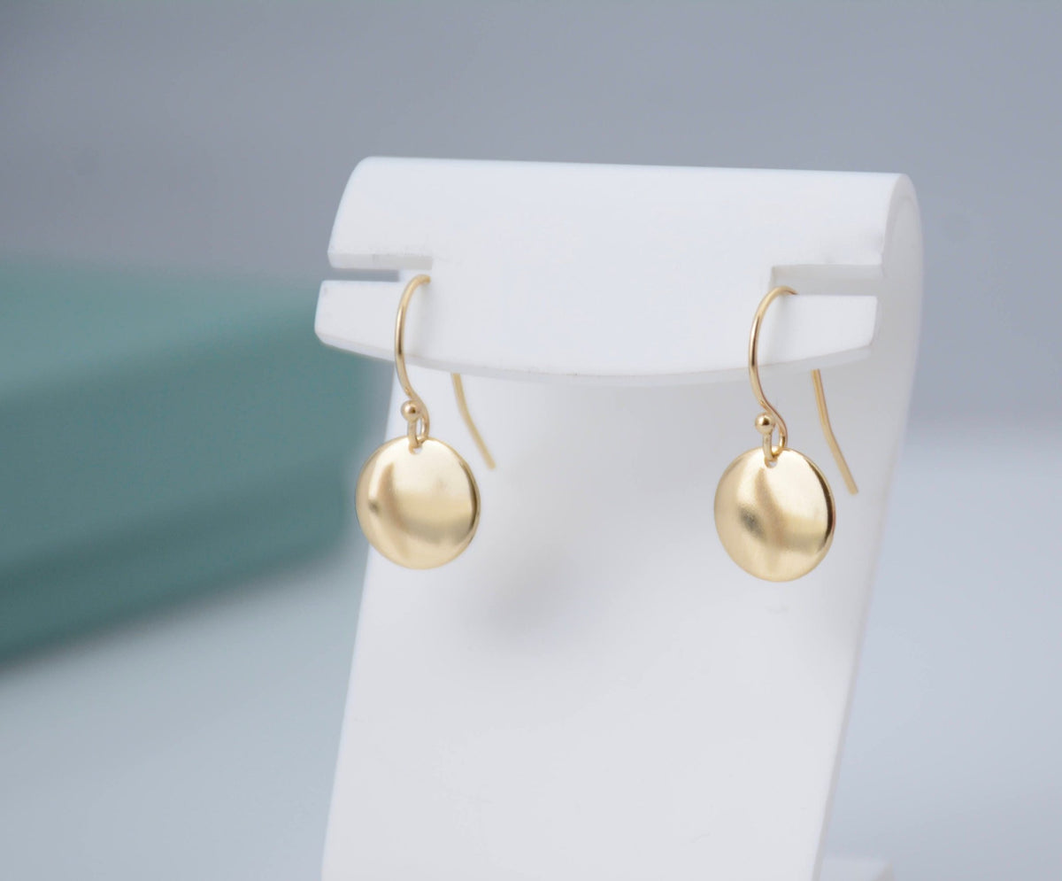 14K Gold Tiny Disc Earrings - Sash Jewelry