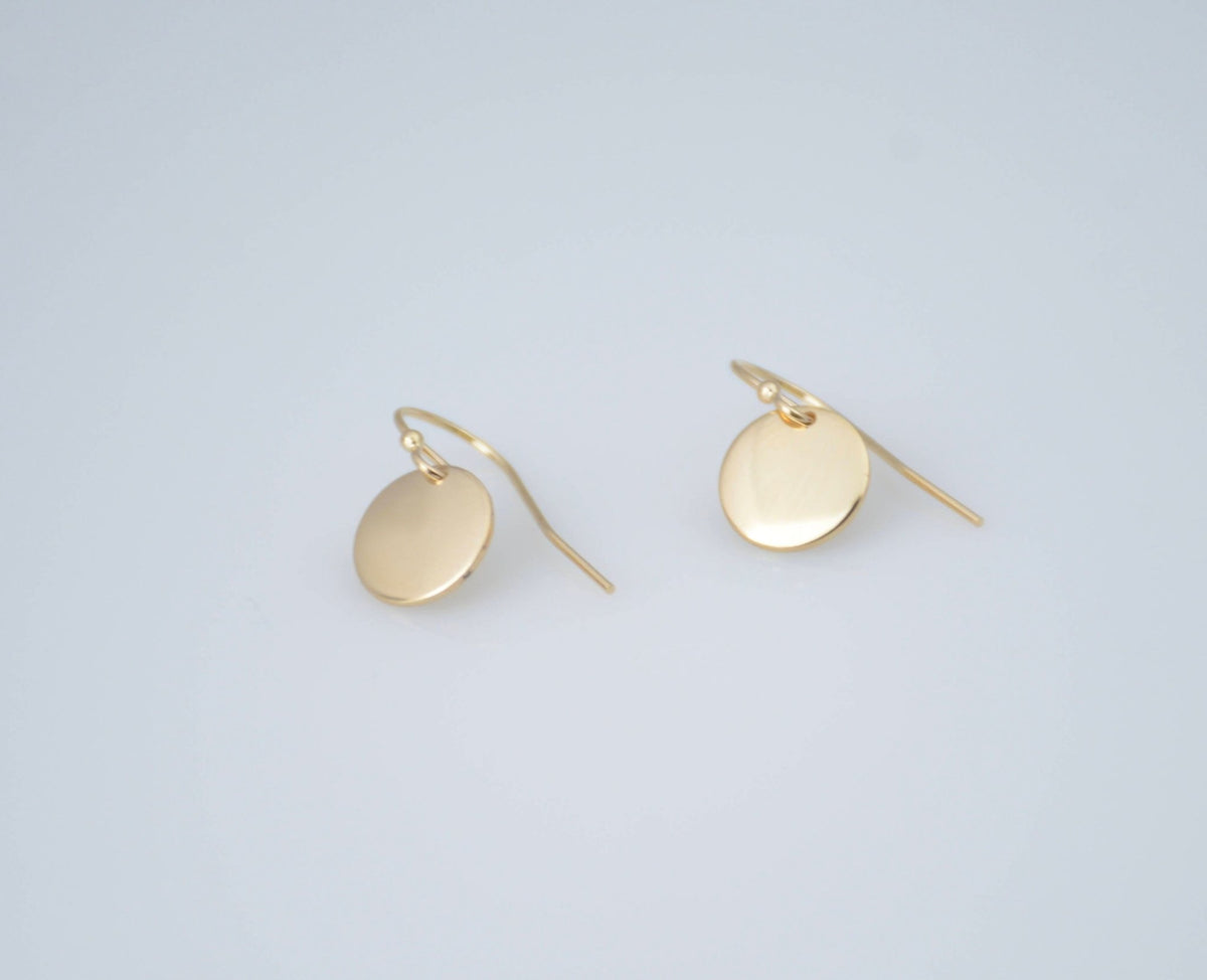 14K Gold Tiny Disc Earrings - Sash Jewelry