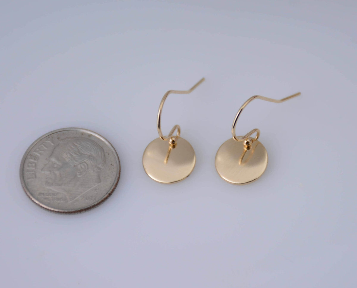 14K Gold Tiny Disc Earrings - Sash Jewelry