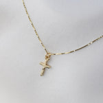 14K Gold Tiny Hammered Cross Necklace - Sash Jewelry