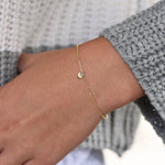 14K Gold Tiny Heart Bracelet – Beveled Cable Chain Bracelet - Sash Jewelry