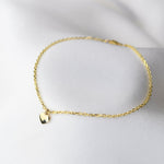 14K Gold Tiny Heart Bracelet – Beveled Cable Chain Bracelet - Sash Jewelry