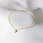 14K Gold Tiny Heart Bracelet – Beveled Cable Chain Bracelet - Sash Jewelry