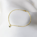 14K Gold Tiny Heart Bracelet – Beveled Cable Chain Bracelet - Sash Jewelry