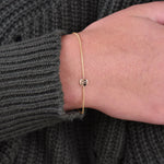 14K Gold Tiny Initial Bracelet – Solid Gold Personalized Letter Bracelet - Sash Jewelry