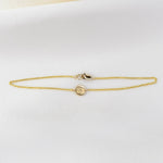 14K Gold Tiny Initial Bracelet – Solid Gold Personalized Letter Bracelet - Sash Jewelry