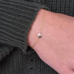 14K Gold Tiny Initial Bracelet – Solid Gold Personalized Letter Bracelet - Sash Jewelry