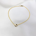 14K Gold Tiny Initial Bracelet – Solid Gold Personalized Letter Bracelet - Sash Jewelry