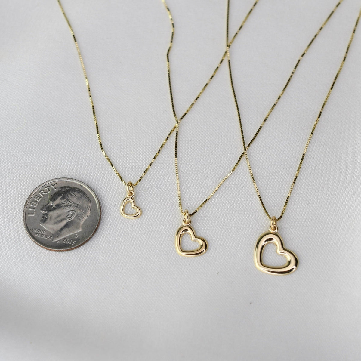 14K Gold Tiny Open Heart Generations Necklace Set - Sash Jewelry