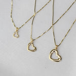 14K Gold Tiny Open Heart Generations Necklace Set - Sash Jewelry