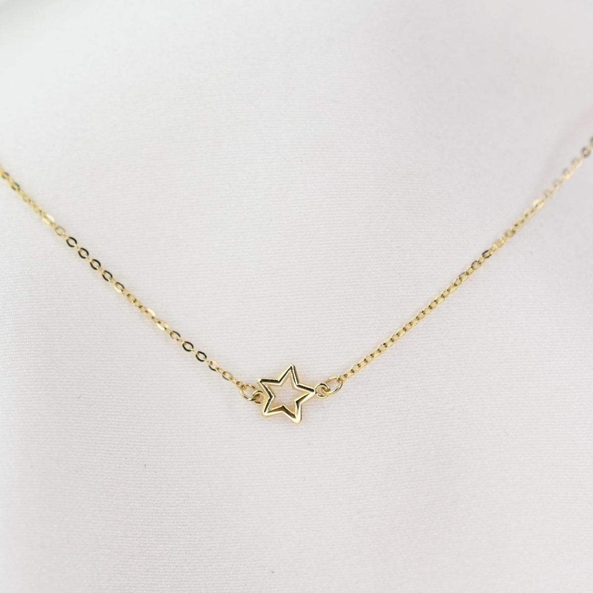 14K Gold Tiny Star Necklace for Little Girls | Dainty Gold Choker - Sash Jewelry