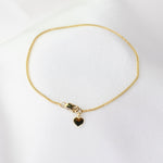 14K Gold Wheat Chain Bracelet with Tiny Heart Charm - Sash Jewelry