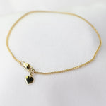 14K Gold Wheat Chain Bracelet with Tiny Heart Charm - Sash Jewelry