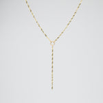 14K Gold Y Necklace – Delicate Sparkle Drop Chain Necklace - Sash Jewelry