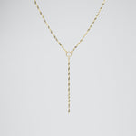 14K Gold Y Necklace – Delicate Sparkle Drop Chain Necklace - Sash Jewelry