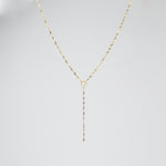 14K Gold Y Necklace – Delicate Sparkle Drop Chain Necklace - Sash Jewelry