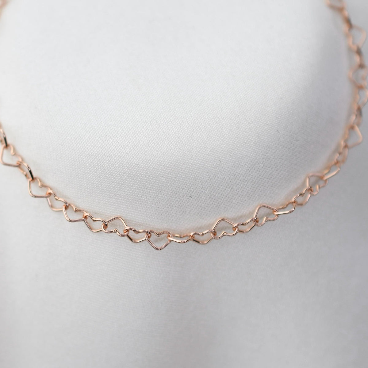 14K Rose Gold Heart Chain Bracelet - Sash Jewelry