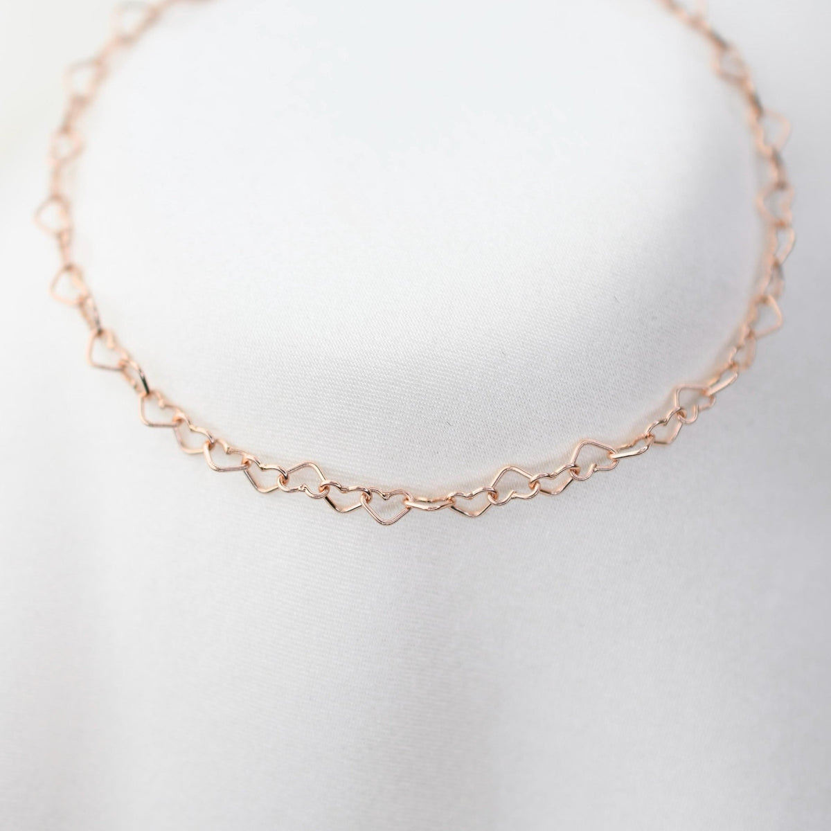 14K Rose Gold Heart Chain Bracelet - Sash Jewelry