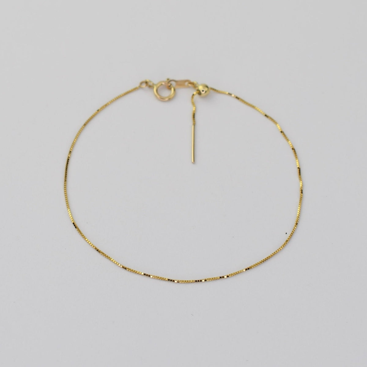 14K Solid Gold Add-A-Bead Bracelet – 0.5mm Box Chain - Sash Jewelry
