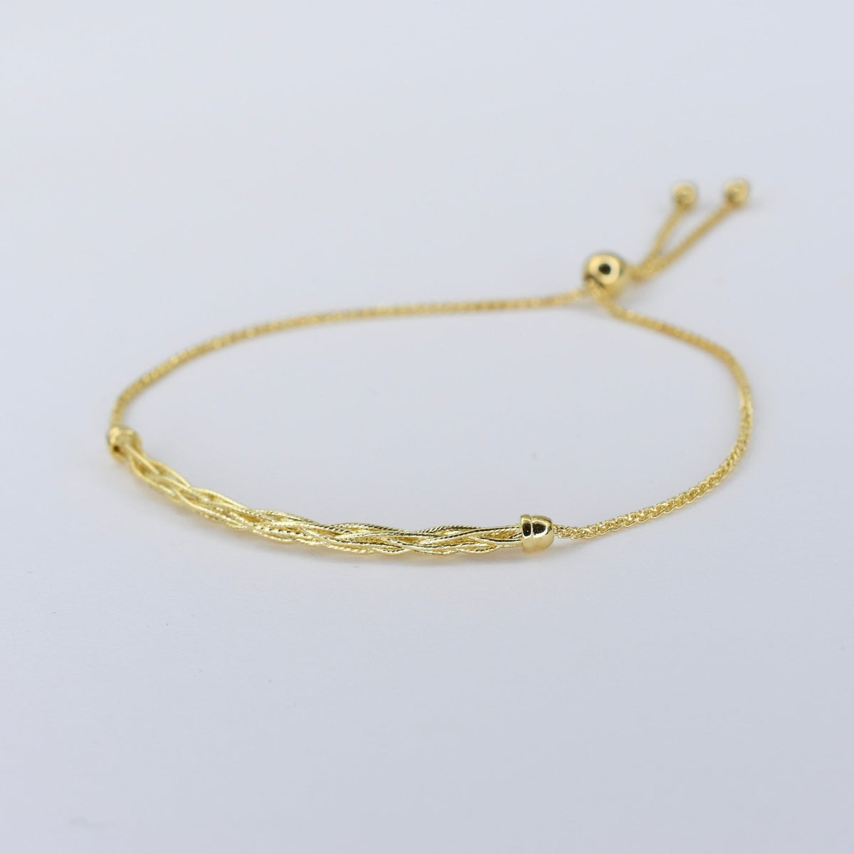 14K Solid Gold Adjustable Bracelet - Sash Jewelry