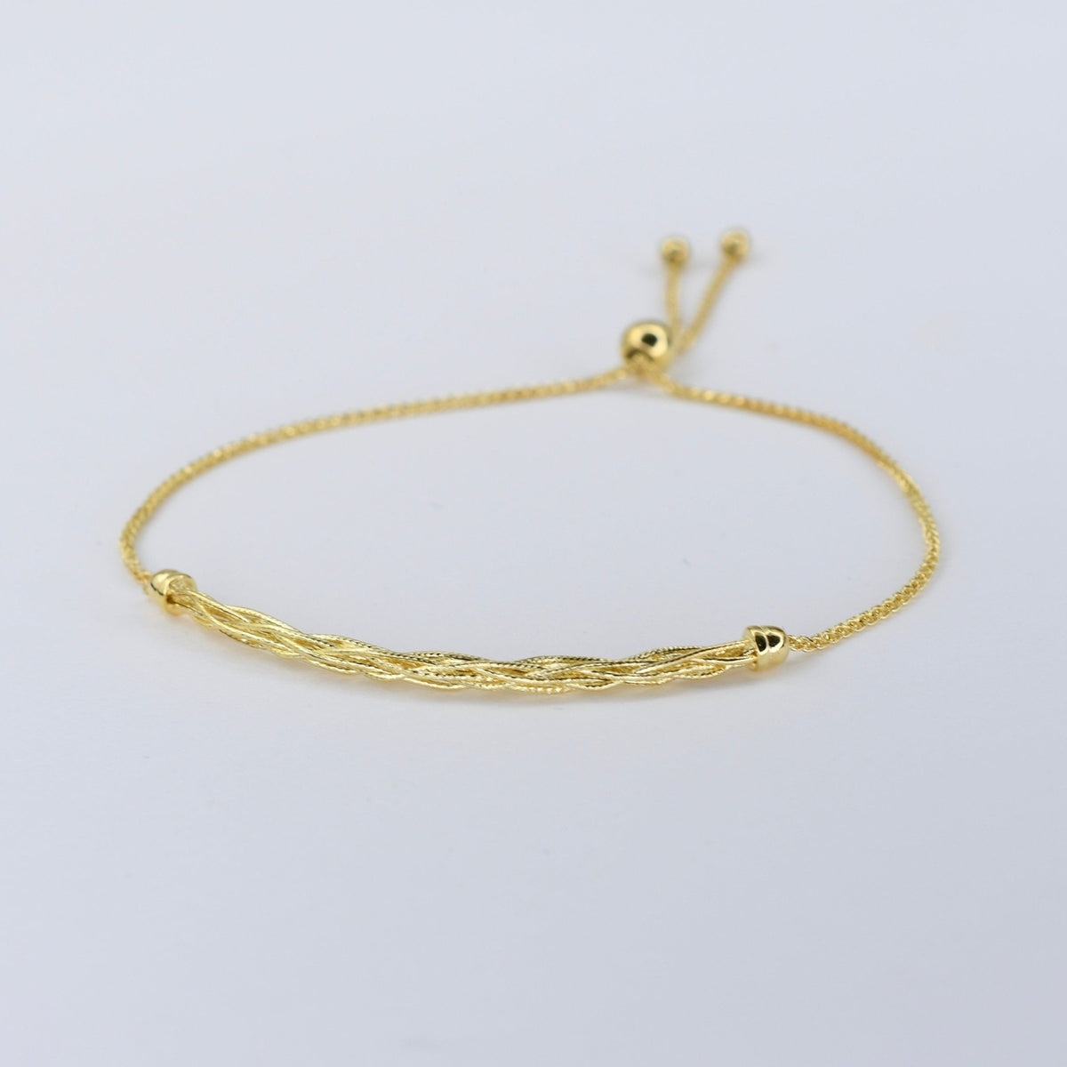14K Solid Gold Adjustable Bracelet - Sash Jewelry
