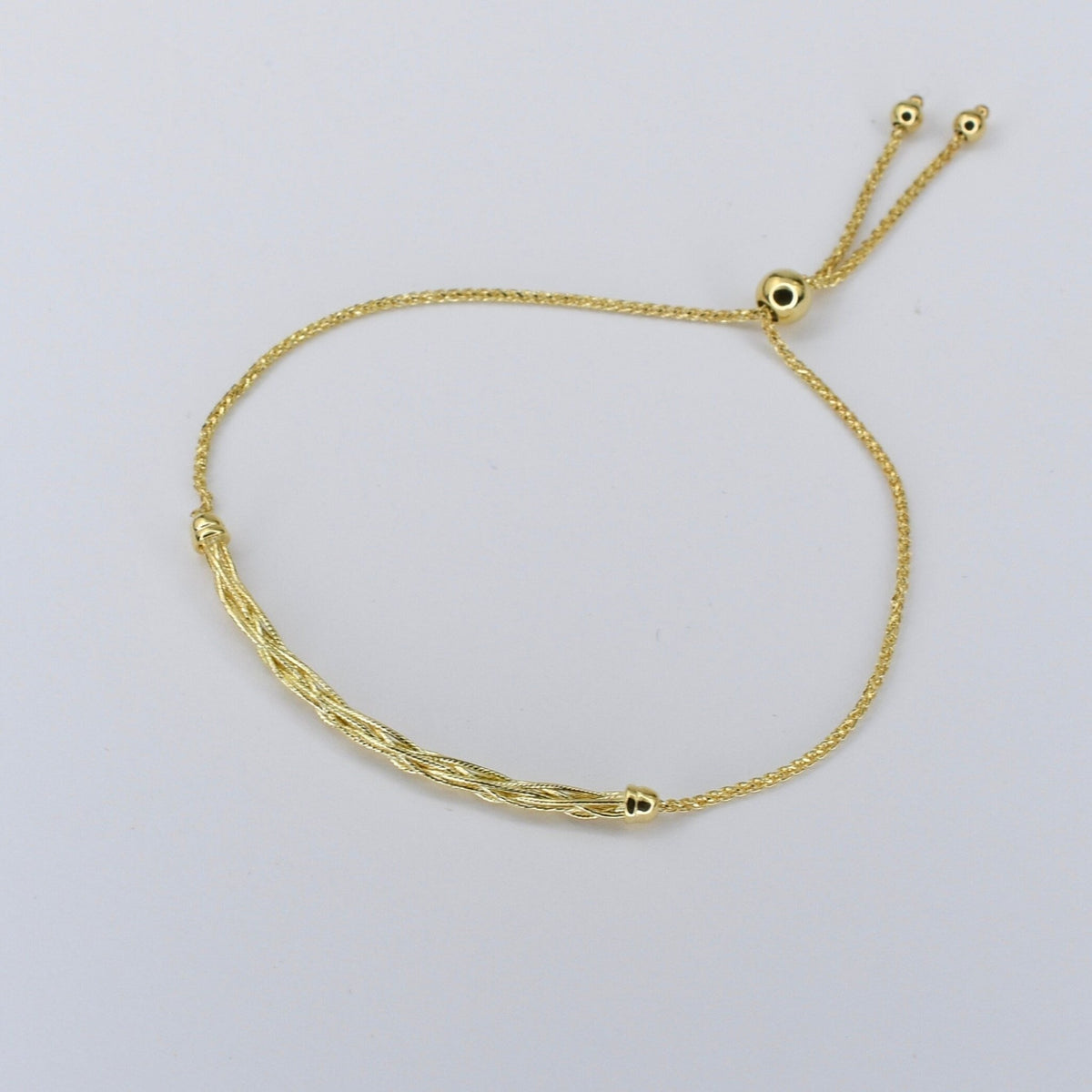 14K Solid Gold Adjustable Bracelet - Sash Jewelry
