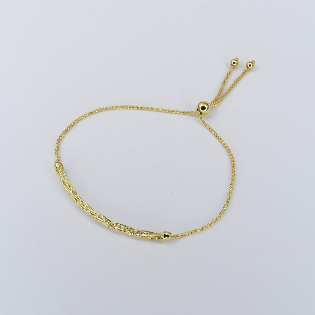 14K Solid Gold Adjustable Bracelet - Sash Jewelry