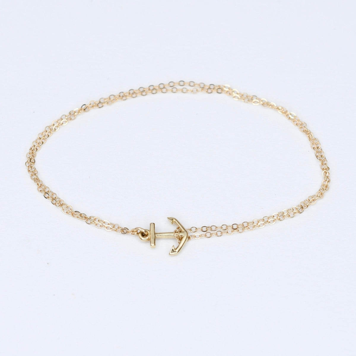 14K Solid Gold Anchor Bracelet – Dainty Minimal Gold Anchor Charm Bracelet - Sash Jewelry