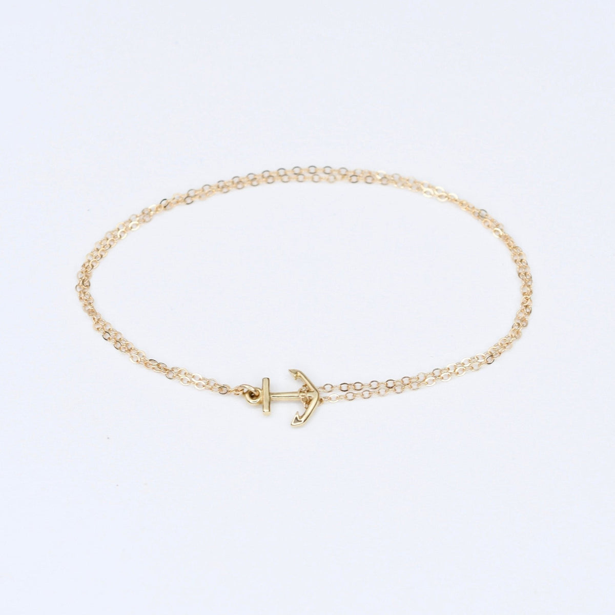 14K Solid Gold Anchor Bracelet – Dainty Minimal Gold Anchor Charm Bracelet - Sash Jewelry