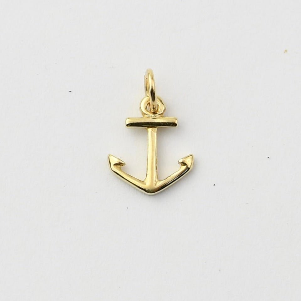 14K Solid Gold Anchor Charm – Dainty Nautical Pendant - Sash Jewelry
