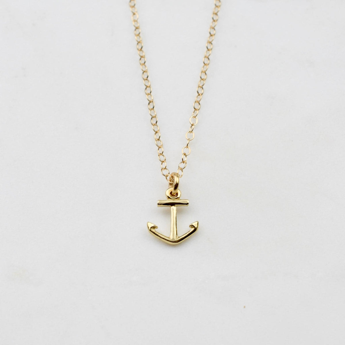 14K Solid Gold Anchor Charm – Dainty Nautical Pendant - Sash Jewelry