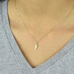 14K Solid Gold Angel Wing Necklace - Sash Jewelry