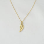 14K Solid Gold Angel Wing Necklace - Sash Jewelry