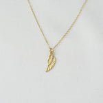 14K Solid Gold Angel Wing Necklace - Sash Jewelry